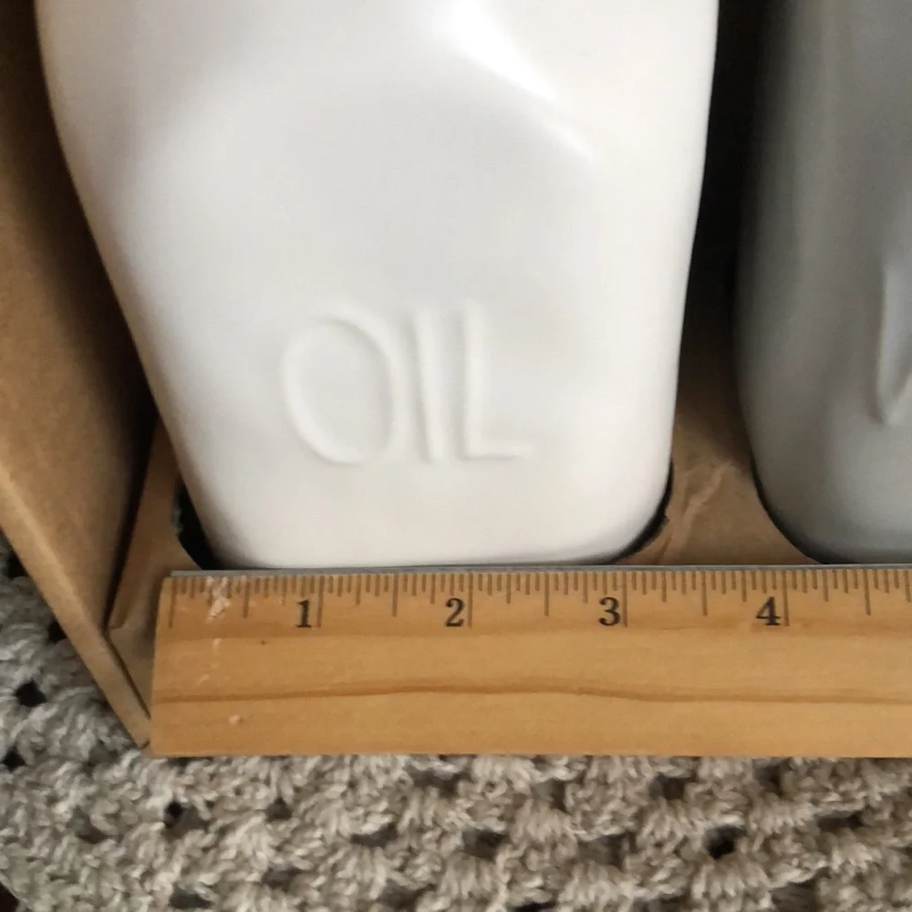 Rae Dunn White and Gray Oil & Vinegar Cruet Set